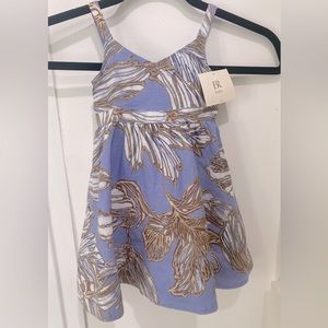 Palm floral print linen dress